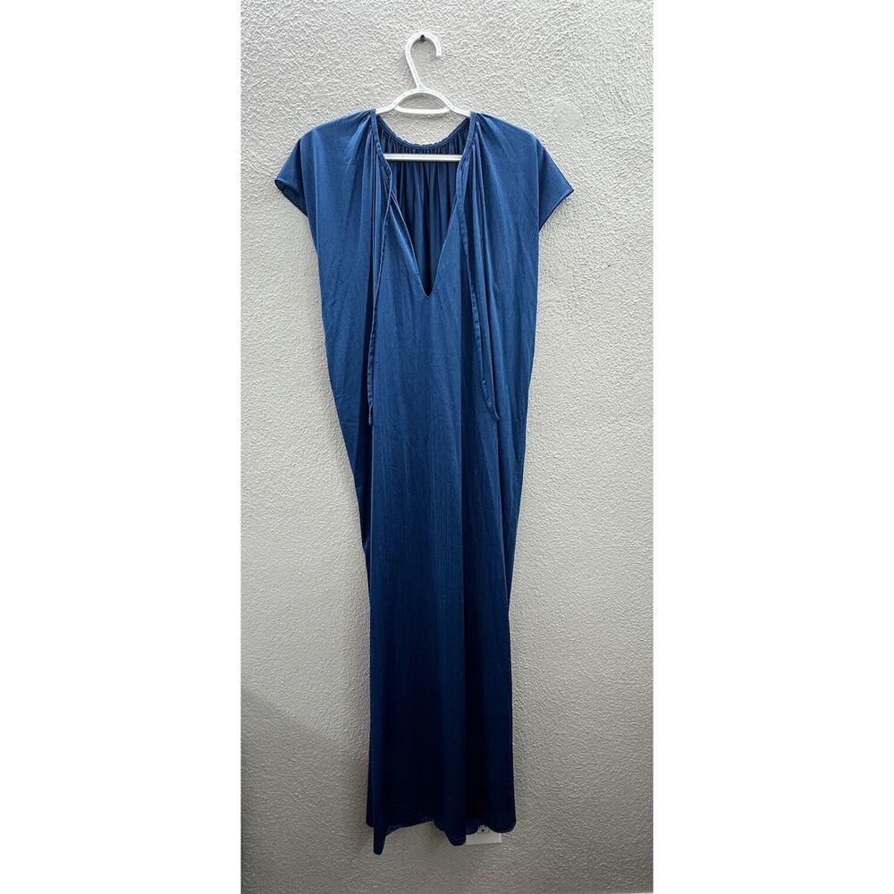 Barad & Co Womens Nightgown One Size Blue Silky Nylon Maxi Vintage House Dress